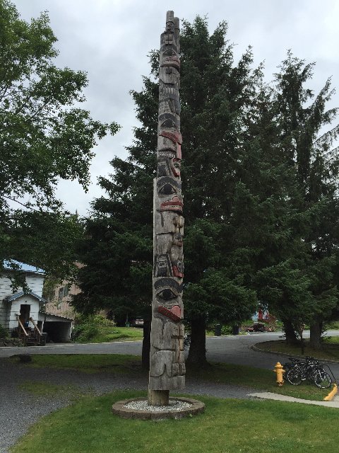 Totem poles made by the Tlingat Indians, Sitka, AK, July 22, 2015