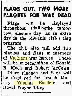 Flags Out, Two More Plaques for War Dead, 4 Nov 1968