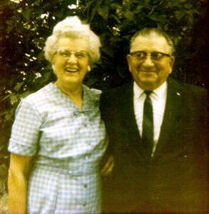 Viola and Rupert Stimler, outside their home in Wayzata, MN, 1970.