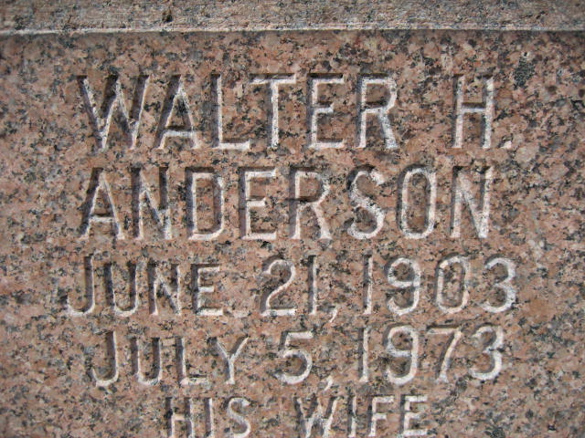 Walter H. Anderson gravestone inscription