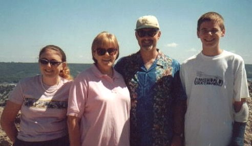 Left to right:  Anne, Linda, Clay and Scott Ward; Winona, MN, July 2000.