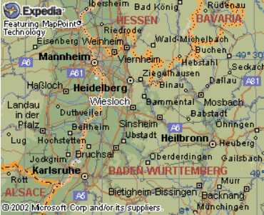 Map showing location of Weisloch, Germany (Altweisloch has been incorporated into the city of Weisloch).