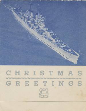Christmas card from U.S.S. Helena from Dick Stimler to his family.